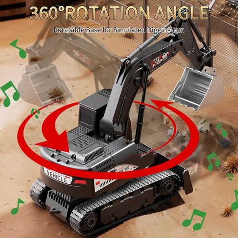 Remote Control Excavator for Boys 4-7, RC Excavator for Kids, 27 MHz Construction Trucks Vehicles Toys for Toddlers 1-3 3-5 4-7 with Metal Shovel and Light Birthday Boys Gifts in Kuwait
