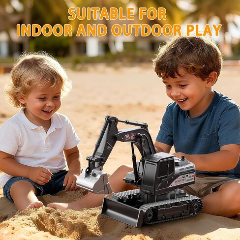 Remote Control Excavator for Boys 4-7, RC Excavator for Kids, 27 MHz Construction Trucks Vehicles Toys for Toddlers 1-3 3-5 4-7 with Metal Shovel and Light Birthday Boys Gifts in Kuwait