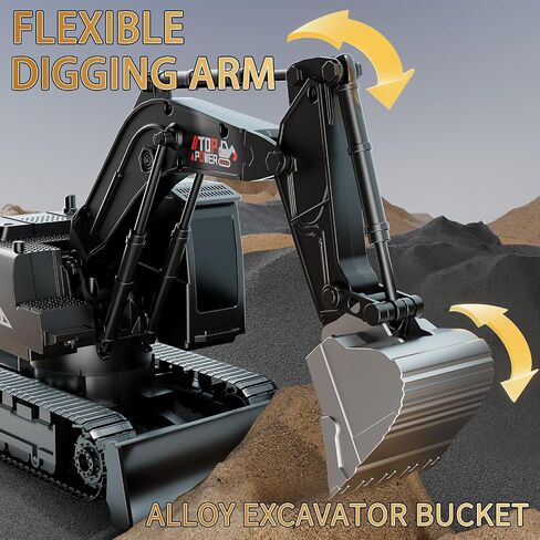 Remote Control Excavator for Boys 4-7, RC Excavator for Kids, 27 MHz Construction Trucks Vehicles Toys for Toddlers 1-3 3-5 4-7 with Metal Shovel and Light Birthday Boys Gifts in Kuwait