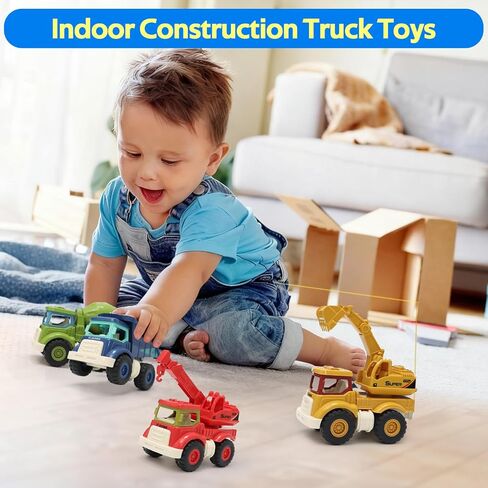 Construction Toys for Toddlers 2 3 4 5 Years Old, Sandbox Excavator Toy with Construction Truck Vehicles Dump Crane Cement Mixer Truck Toys for Boys Girls Kids, Christmas Birthday Ideas Gifts in Saudi Arabia