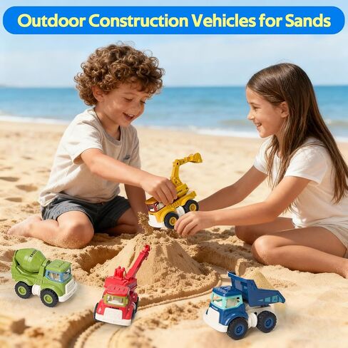 Construction Toys for Toddlers 2 3 4 5 Years Old, Sandbox Excavator Toy with Construction Truck Vehicles Dump Crane Cement Mixer Truck Toys for Boys Girls Kids, Christmas Birthday Ideas Gifts in Saudi Arabia