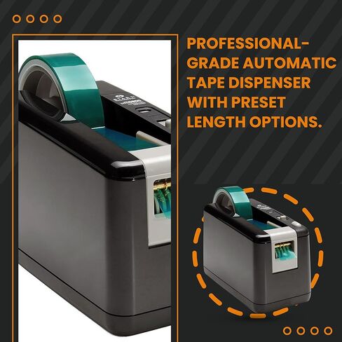 Start International - ZCM0800-WT - Electric Tape Dispenser - Automatic Tape Cutter Machine with AC Adapter - Desktop Office Tape Dispenser - 3 Preset Lengths - Heavy Duty Packing - Black in Kuwait