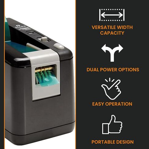 Start International - ZCM0800-WT - Electric Tape Dispenser - Automatic Tape Cutter Machine with AC Adapter - Desktop Office Tape Dispenser - 3 Preset Lengths - Heavy Duty Packing - Black in Kuwait