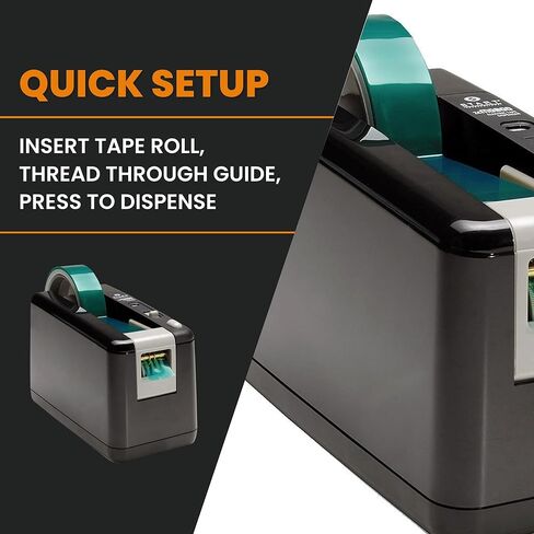 Start International - ZCM0800-WT - Electric Tape Dispenser - Automatic Tape Cutter Machine with AC Adapter - Desktop Office Tape Dispenser - 3 Preset Lengths - Heavy Duty Packing - Black in Kuwait