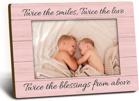 إطار صورة من Twins Baby Items مقاس 4 × 6، إطار صورة خشبي لهدايا الأم التوأم، هدايا طفل توأم للفتيات والأولاد والأم، ضعف البركات من أعلى إطارات الصور المزخرفة لديكور مكتب الطاولة in Saudi Arabia
