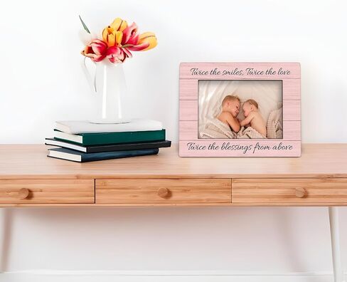 إطار صورة من Twins Baby Items مقاس 4 × 6، إطار صورة خشبي لهدايا الأم التوأم، هدايا طفل توأم للفتيات والأولاد والأم، ضعف البركات من أعلى إطارات الصور المزخرفة لديكور مكتب الطاولة in Saudi Arabia