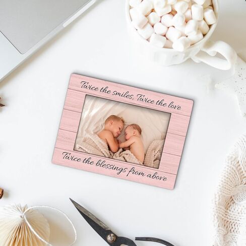 إطار صورة من Twins Baby Items مقاس 4 × 6، إطار صورة خشبي لهدايا الأم التوأم، هدايا طفل توأم للفتيات والأولاد والأم، ضعف البركات من أعلى إطارات الصور المزخرفة لديكور مكتب الطاولة in Saudi Arabia