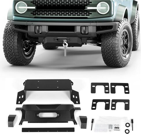 لوحة ونش KUAFU متوافقة مع 2021-2024 Ford Bronco Hidden Winch Mount Mounting Black Steel in Saudi Arabia