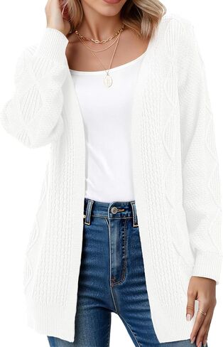 VIISHOW Women Cable Knit Cardigan Sweater V Neck Open Front Chunky Cardigan with Pocket Sweater Coat for Fall and Winter in Saudi Arabia