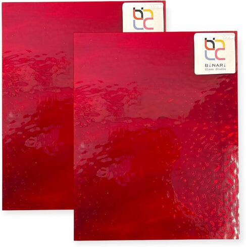 Wissmach Copper RED English Muffle Stained Glass Sheets – Ripple Texture, 2 Pack | Handcrafted in USA | Curated by BiNARi Glass Studio (8 X 12 in (2 Pack)) in Saudi Arabia