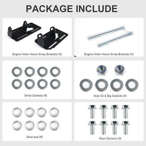 طقم دعامة تثبيت محرك LS - يناسب هيكل مربع 1973-1987 و1988-1998 OBS Chevy GMC C/K Truck 2WD - لوحات تحويل محرك فولاذية قابلة للتعديل للكتلة الصغيرة إلى سلسلة LS (أسود) in Kuwait
