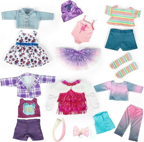 18-Inch American Doll Clothes Accessories - 19Pcs Fashion 18 Inch Doll Outfit Set for Girls Gifts, Includes 3 Dresses, Lounge Suit, Workout & Yoga Sets and Accessories for 18 Inch Dolls in Saudi Arabia