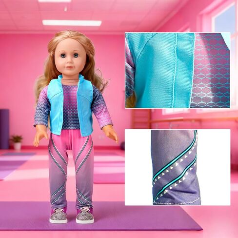 18-Inch American Doll Clothes Accessories - 19Pcs Fashion 18 Inch Doll Outfit Set for Girls Gifts, Includes 3 Dresses, Lounge Suit, Workout & Yoga Sets and Accessories for 18 Inch Dolls in Saudi Arabia