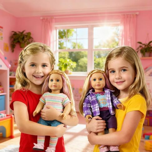 18-Inch American Doll Clothes Accessories - 19Pcs Fashion 18 Inch Doll Outfit Set for Girls Gifts, Includes 3 Dresses, Lounge Suit, Workout & Yoga Sets and Accessories for 18 Inch Dolls in Saudi Arabia