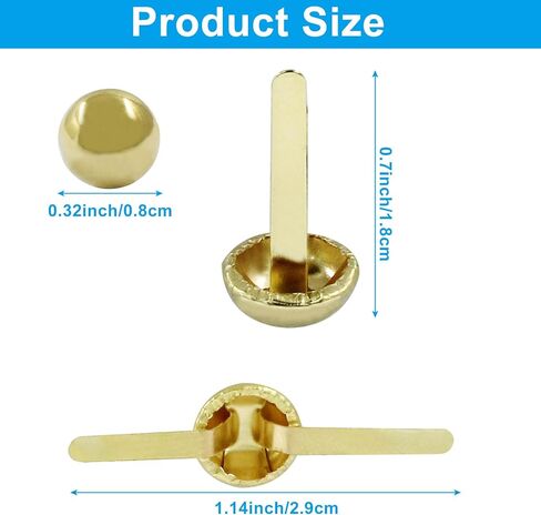 Kemcatui 500 Pcs Paper Fasteners, Bronze Round Head Brads, Metal Split Pins for Craft Art School DIY Supplies(18×8mm) in Kuwait