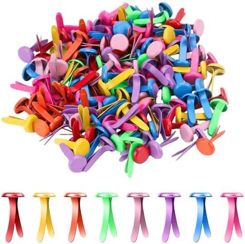 150pcs Metal Paper Clips for Crafts, 0.31x0.67in Mix-Color Paper Fasteners Round Head Split Pins Smooth Mini Brads for DIY Scrapbooks Cards Photo Walls in Saudi Arabia