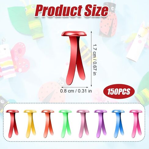 150pcs Metal Paper Clips for Crafts, 0.31x0.67in Mix-Color Paper Fasteners Round Head Split Pins Smooth Mini Brads for DIY Scrapbooks Cards Photo Walls in Saudi Arabia