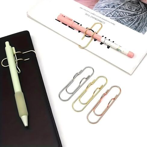 6 Pcs Multifunctional Pen Clips,Heart-Shaped Multifunctional Pen Clips Paperclip Pen Holders for Notebooks and Papers,Large Size Office School Supplies(Silver+Golden+Rose Gold in Saudi Arabia