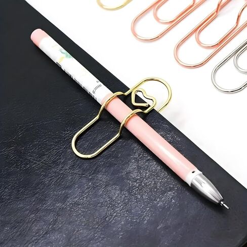 6 Pcs Multifunctional Pen Clips,Heart-Shaped Multifunctional Pen Clips Paperclip Pen Holders for Notebooks and Papers,Large Size Office School Supplies(Silver+Golden+Rose Gold in Saudi Arabia