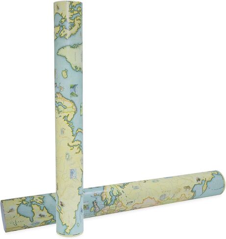 خريطة العالم المرسومة يدويًا من Xplorer Maps - طباعة حجرية على الطراز العتيق مقاس 32 × 24 - صُنعت في الولايات المتحدة الأمريكية in Saudi Arabia