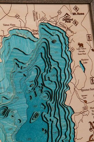 Beautifully Detailed! BLUE Lake Tahoe 3-D Wood Map. 13W x 17L in Saudi Arabia