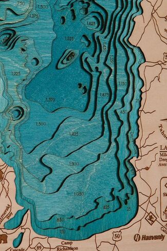 Beautifully Detailed! BLUE Lake Tahoe 3-D Wood Map. 13W x 17L in Saudi Arabia
