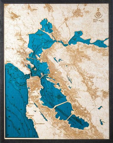 LARGE, Beautifully Detailed! San Francisco 3-D Wood Map. BLUE in Saudi Arabia