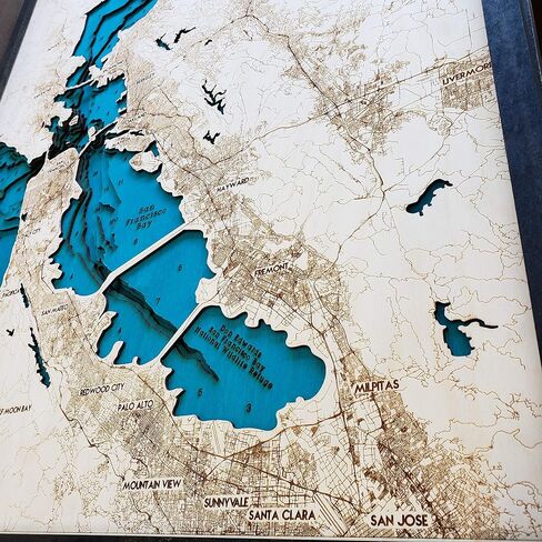 LARGE, Beautifully Detailed! San Francisco 3-D Wood Map. BLUE in Saudi Arabia