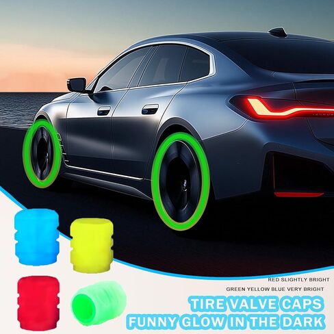 16pcs/4Colos Glow in The Dark Tire Valve Caps,2026 Update Tire Valve Stem Caps,Universal Fluorescent Tire Valve Caps Light Up for Car, Truck, Motorcycles, Bike (16pcs-4colors) in Saudi Arabia