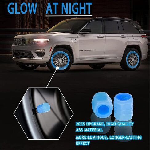 16pcs/4Colos Glow in The Dark Tire Valve Caps,2026 Update Tire Valve Stem Caps,Universal Fluorescent Tire Valve Caps Light Up for Car, Truck, Motorcycles, Bike (16pcs-4colors) in Saudi Arabia