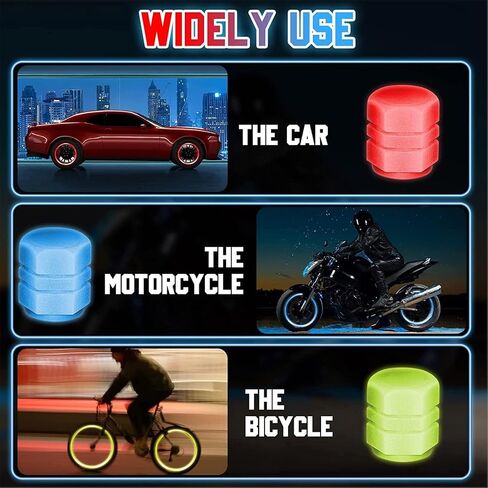 16pcs/4Colos Glow in The Dark Tire Valve Caps,2026 Update Tire Valve Stem Caps,Universal Fluorescent Tire Valve Caps Light Up for Car, Truck, Motorcycles, Bike (16pcs-4colors) in Saudi Arabia