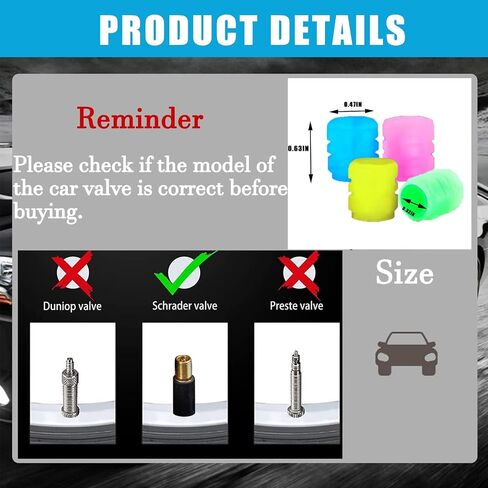 16pcs/4Colos Glow in The Dark Tire Valve Caps,2026 Update Tire Valve Stem Caps,Universal Fluorescent Tire Valve Caps Light Up for Car, Truck, Motorcycles, Bike (16pcs-4colors) in Saudi Arabia