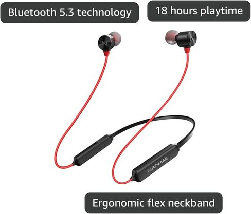NANAMI Earbuds, Update Bluetooth Wireless Headphones, IPX7 Waterproof, in-Ear Earphones with Mic, Magnetic Neckband, HiFi Stereo Deep Bass Noise Cancellation Headsets,18 Hours Playtime for Gym,Sports in Kuwait