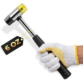 مطرقة مطرقة مطاطية مزدوجة الوجه مقاس 25 مم - رأس مطاطي ناعم غير قابل للتشوه، خفيف الوزن ومقاوم للصدمات مع مقبض غير قابل للانزلاق، أداة متينة خالية من الخدش للمجوهرات والجلود والأرضيات والبلاط والأعمال اليدوية in Kuwait