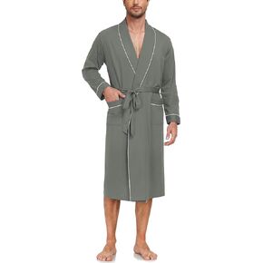 EA'S SECRET Men's 100% Cotton Robes Lightweight Long Sleeve Kimono Bathrobe Soft Over the Knee Sleepwear in Kuwait