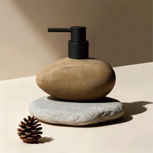 موزع صابون يد من السيراميك سعة 10 أونصة، موزع صابون سائل أنيق لمنضدة الحمام، موزع صابون غسيل الأطباق الثقيل والقوي للمطبخ (بني) in Kuwait