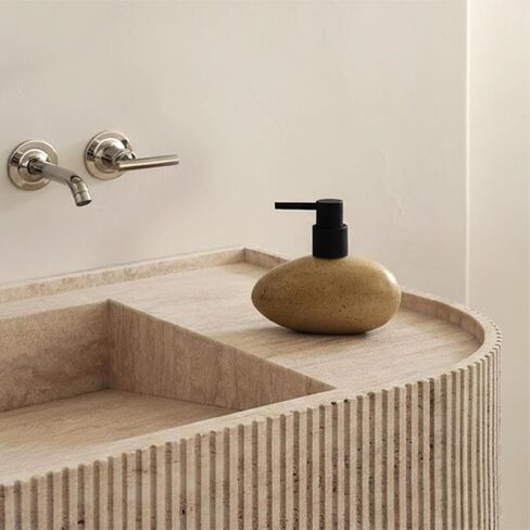 موزع صابون يد من السيراميك سعة 10 أونصة، موزع صابون سائل أنيق لمنضدة الحمام، موزع صابون غسيل الأطباق الثقيل والقوي للمطبخ (بني) in Kuwait