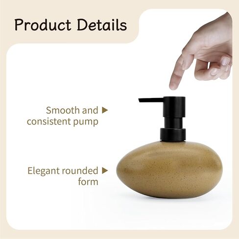 موزع صابون يد من السيراميك سعة 10 أونصة، موزع صابون سائل أنيق لمنضدة الحمام، موزع صابون غسيل الأطباق الثقيل والقوي للمطبخ (بني) in Kuwait