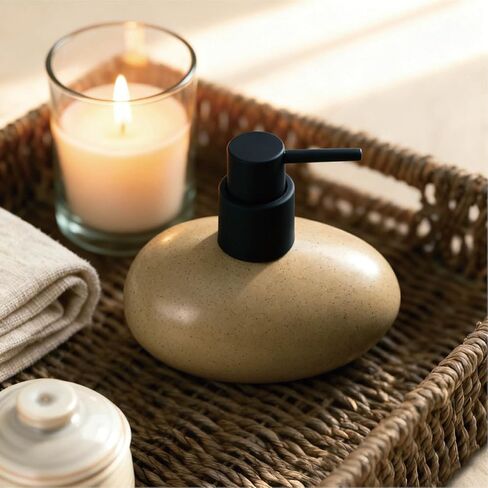 موزع صابون يد من السيراميك سعة 10 أونصة، موزع صابون سائل أنيق لمنضدة الحمام، موزع صابون غسيل الأطباق الثقيل والقوي للمطبخ (بني) in Kuwait