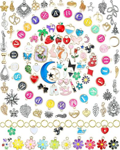 FIVEIZERO 216PCS Bracelet Charms for Jewelry Making – Assorted Gold & Silver Metal Enamel Pendants with Jump Rings for Necklaces, Earrings & DIY Jewelry Crafts(Mixed Color) in Saudi Arabia