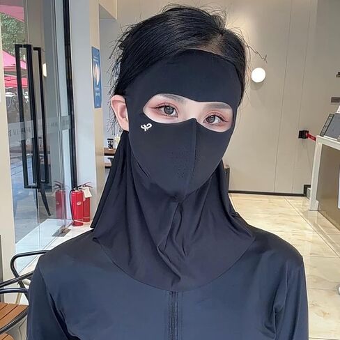 1 قطعة الكورية ثلاثية الأبعاد قناع الحماية من الشمس كامل الوجه الرقبة تغطية التنزه متعددة الوظائف أغطية الرأس الحرير الجليد التبريد ، 35 سنتيمتر طويلة in Kuwait