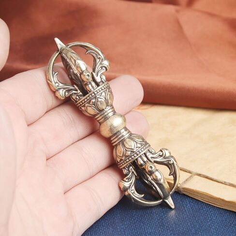 1PC Vintage Copper Vajra Pestle Feng Shui Ornament Religious Collection Buddha Instrument Home Decorations Antique Brass Desk Decors in Saudi Arabia