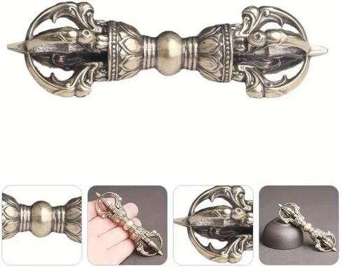1PC Vintage Copper Vajra Pestle Feng Shui Ornament Religious Collection Buddha Instrument Home Decorations Antique Brass Desk Decors in Saudi Arabia