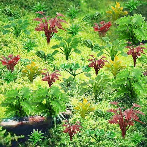 100pcs Miniature Plant Set - Mini Trees, Flowers, Shrubs for Fairy Garden, Diorama, Train Scenery, Sand Architecture Model Craft Supply in Saudi Arabia