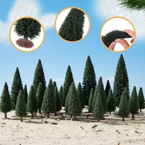 Skylety 20 Pcs Christmas Model Trees 2.17-4.72 Inch Pine Mixed Miniature Trees Small Artificial Cedar Plant for Train Scenery Architecture DIY Crafts Winter Building Model Scenery Landscape (White) in Saudi Arabia