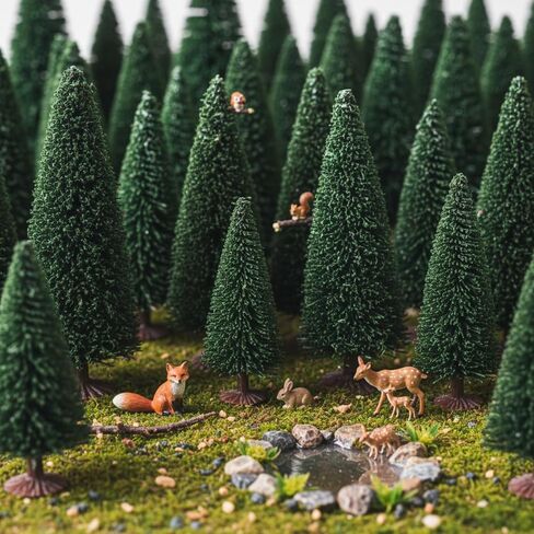 Skylety 20 Pcs Christmas Model Trees 2.17-4.72 Inch Pine Mixed Miniature Trees Small Artificial Cedar Plant for Train Scenery Architecture DIY Crafts Winter Building Model Scenery Landscape (White) in Saudi Arabia