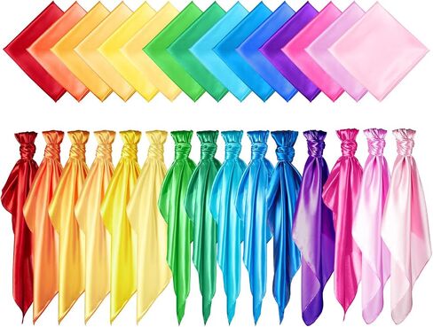Geyoga 9 Pcs Fabric Play Scarves Rainbow Play Dance Scarves Creative Pretend Juggling Dress 35 x 35 Inch in Saudi Arabia