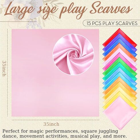Geyoga 9 Pcs Fabric Play Scarves Rainbow Play Dance Scarves Creative Pretend Juggling Dress 35 x 35 Inch in Saudi Arabia
