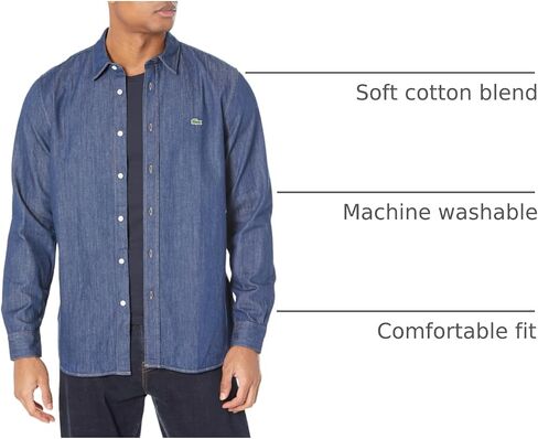 Lacoste Men's Regular Fit Organic Cotton Denim Shirt in Saudi Arabia