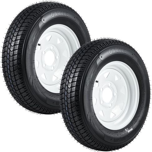 ST205/75D15 Trailer Tire and Wheel Assembly, Heavy-Duty Load Range C 6PR, 5 Lug White Modular Wheel, 15 Inch Tires for Utility/Boat/Camper Trailers, Set of 2 in Saudi Arabia